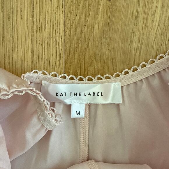 Kat the Label Sleep Set Satin Lace Cami & Shorts Size M Blush Pink - Picture 3 of 7